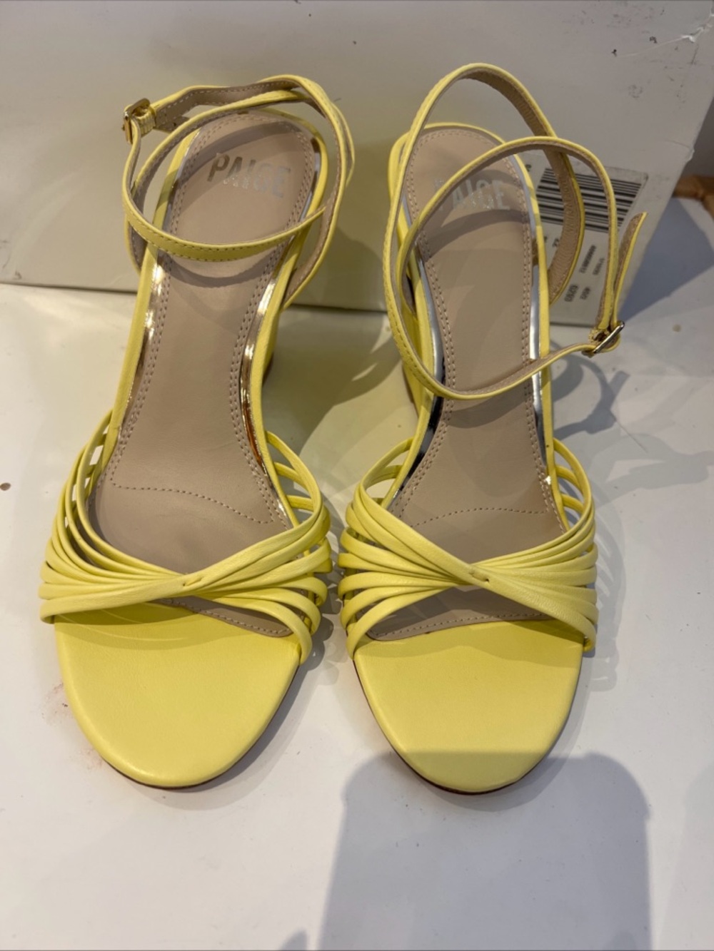 paige aeyde tash snake yellow sandal size 8
